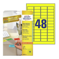 Avery Etiketter | 45,7 x 21,2mm | gul | Avery L6041-20 | 960st L6041-20 212763