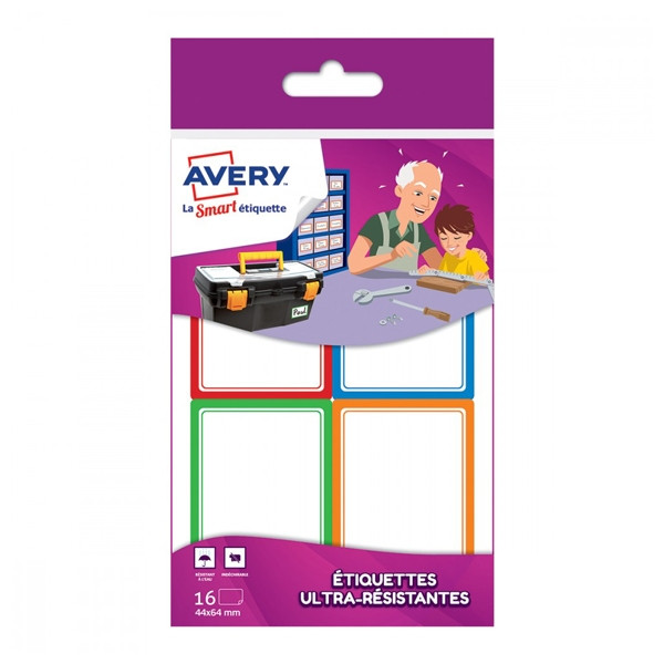 Avery Etiketter | 45 x 65mm | röd | Avery RES16 | 16st RES16 212796 - 1