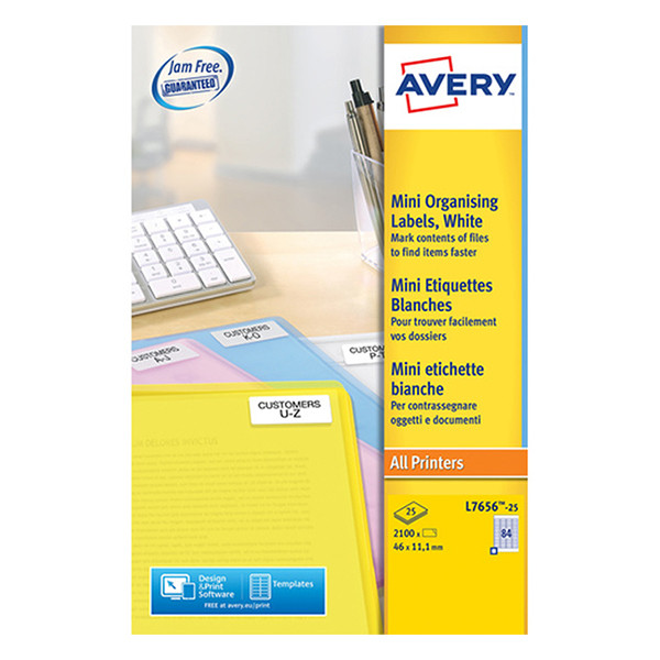 Avery Etiketter | 46 x 11mm | Avery L7656-25 | 2.100st L7656-25 212096 - 1
