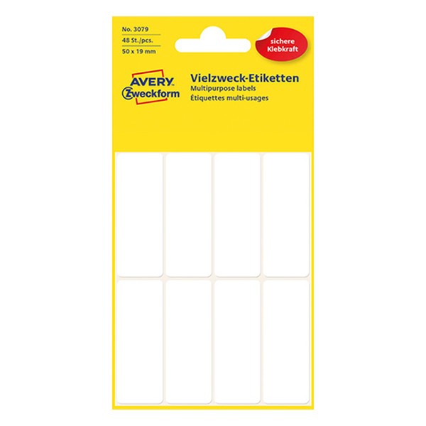 Avery Etiketter | 50 x 19mm | vit | Avery 3079 | 48st 3079 212192 - 1