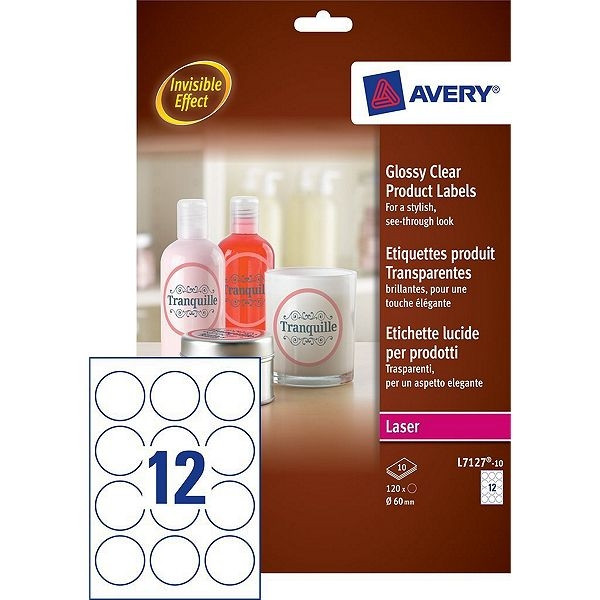 Avery Etiketter | 60mm | transparent | Avery L7127-10 | 120st L7127-10 212608 - 1