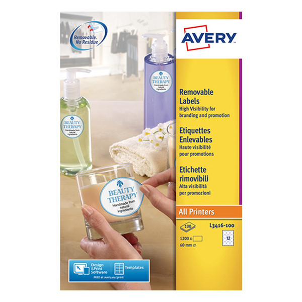 Avery Etiketter | 60mm | vit | Avery L3416-100 | 1.200st L3416-100 212464 - 1