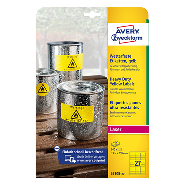 Avery Etiketter | 63,5 x 29,6mm | Avery L6105-20 | 540st L6105-20 212699 - 1