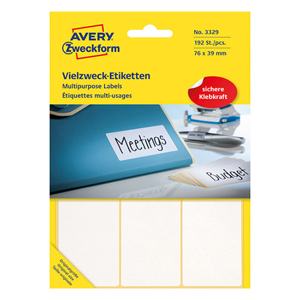 Avery Etiketter | 76 x 39mm | vit | Avery 3329 | 192st 3329 212210 - 1