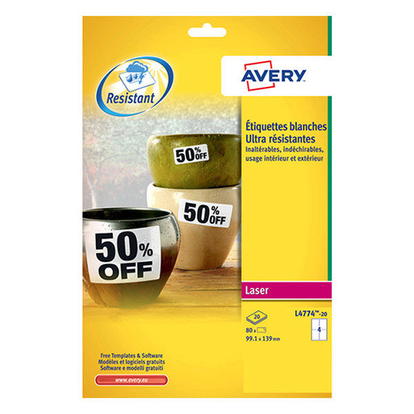 Avery Etiketter | 99,1 x 139mm | Avery L4774-20 | 80st L4774-20 212432 - 1