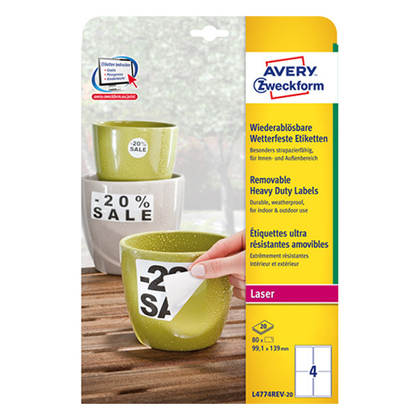 Avery Etiketter | 99,1 x 139mm | Avery L4774REV-20 | 80st L4774REV-20 212727 - 1