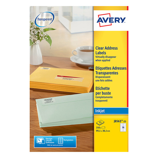 Avery Etiketter | 99,1 x 38,1mm | transparent | Avery J8563-25 | 350st J8563-25 212552 - 1