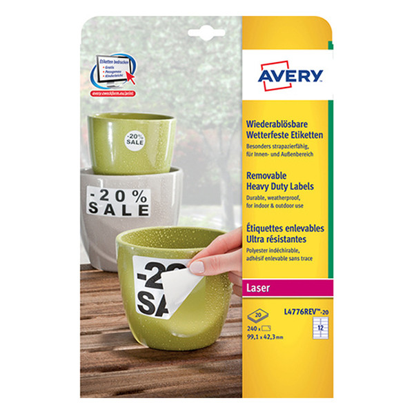 Avery Etiketter | 99,1 x 42,3mm | Avery L4776REV-20 | 240st L4776REV-20 212732 - 1