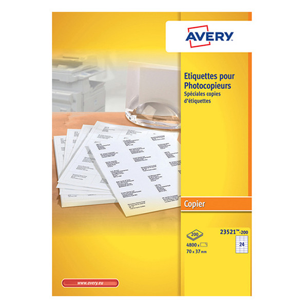 Avery Etiketter för kopiator | 70 x 37mm | vit |  Avery 23521-200 | 4.800st 23521-200 L235212 212138 - 1