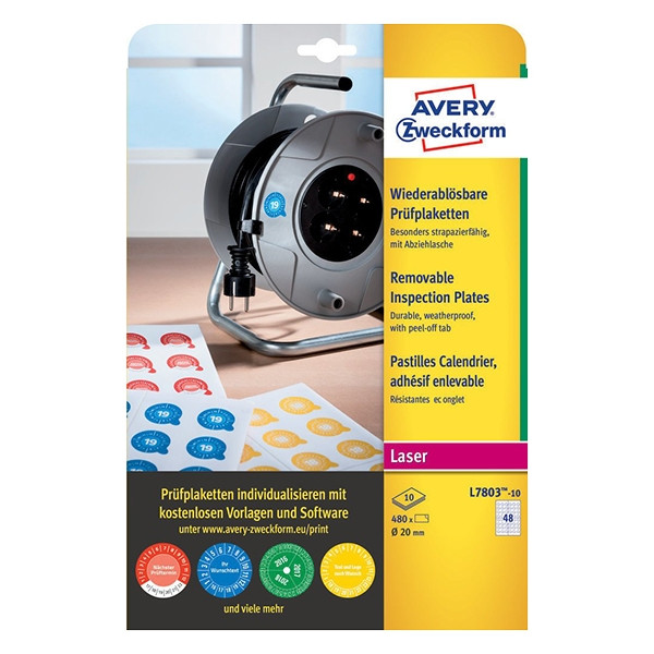 Avery Kontrollmärken avtagbara | 20mm | 480st AV-L7803-10 212682 - 1