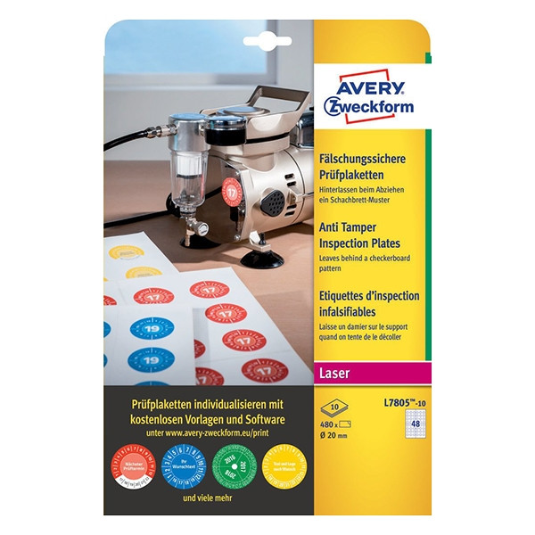Avery Kontrollmärken med VOID-plombering | 20mm | Avery | 480st AV-L7805-10 212684 - 1