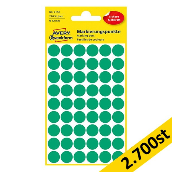 Markeringspunkter Ø12mm grön | Avery 3143 | 2.700st 212934 - 1