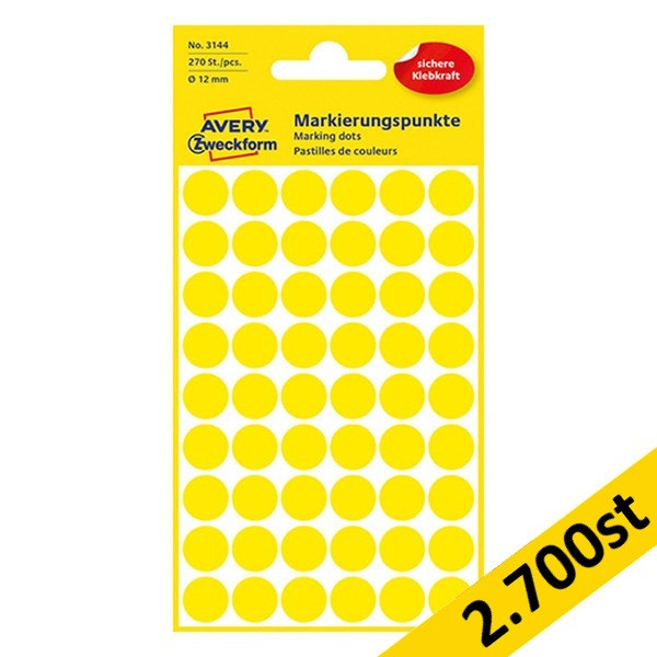 Markeringspunkter Ø12mm gul | Avery 3144 | 2.700st 212936 - 1