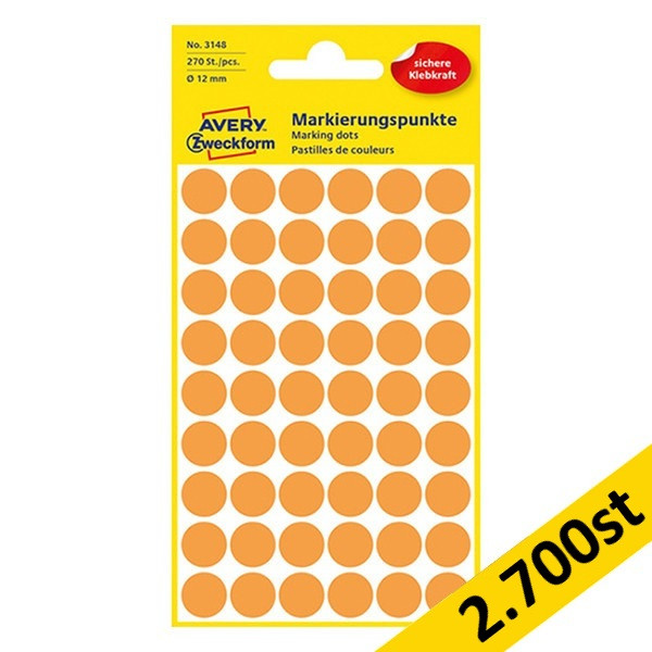 Markeringspunkter Ø12mm ljusorange | Avery 3148 | 2.700st 212939 - 1