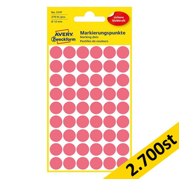 Markeringspunkter Ø12mm ljusröd | Avery 3147 | 2.700st 212938 - 1
