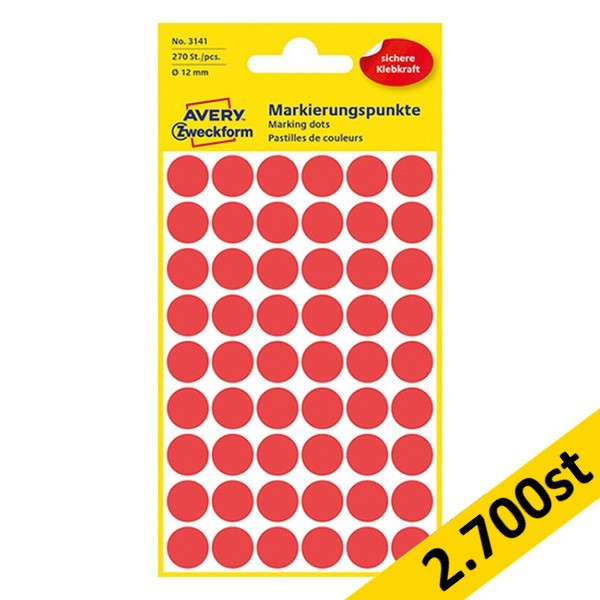 Markeringspunkter Ø12mm röd | Avery 3141 | 2.700st 212933 - 1