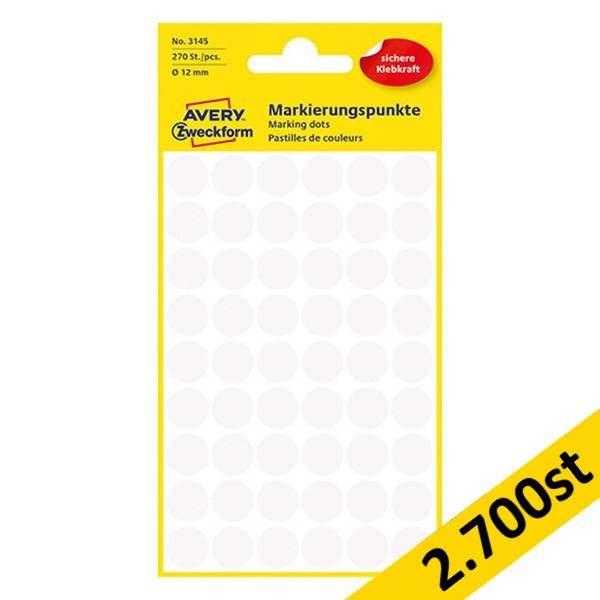 Markeringspunkter Ø12mm vit | Avery 3145 | 2.700st 212935 - 1