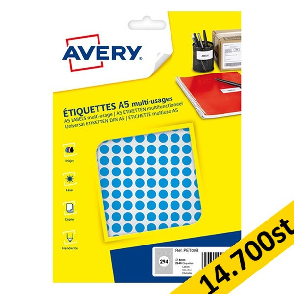 Markeringspunkter Ø8mm blå | Avery PET08B | 14.700st 212923 - 1