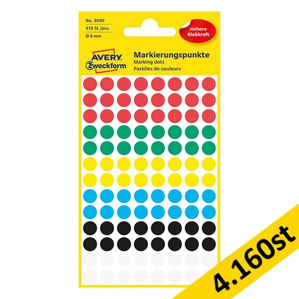 Markeringspunkter Ø8mm blandade färger | Avery 3090 | 4.160st 212915 - 1