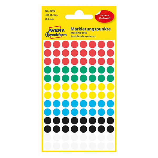 Markeringspunkter Ø8mm blandade färger | Avery 3090 | 416st 212338 - 1