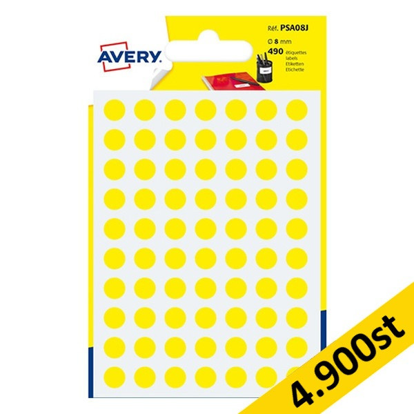 Markeringspunkter Ø8mm gul | Avery PSA08J | 4.900st 212929 - 1