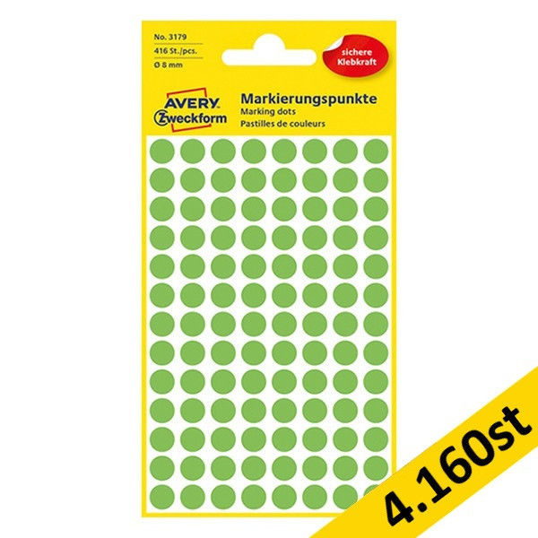Markeringspunkter Ø8mm ljusgrön | Avery 3179 | 4.160st 212927 - 1
