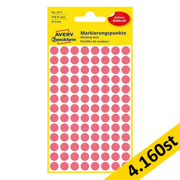 Markeringspunkter Ø8mm ljusröd | Avery 3177 | 4.160st 212920 - 1