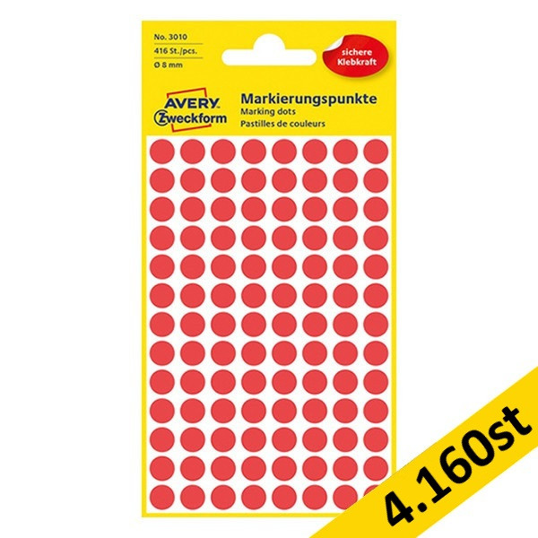 Markeringspunkter Ø8mm röd | Avery 3010 | 4.160st 212917 - 1