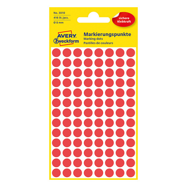 Markeringspunkter Ø8mm röd | Avery 3010 | 416st 212322 - 1