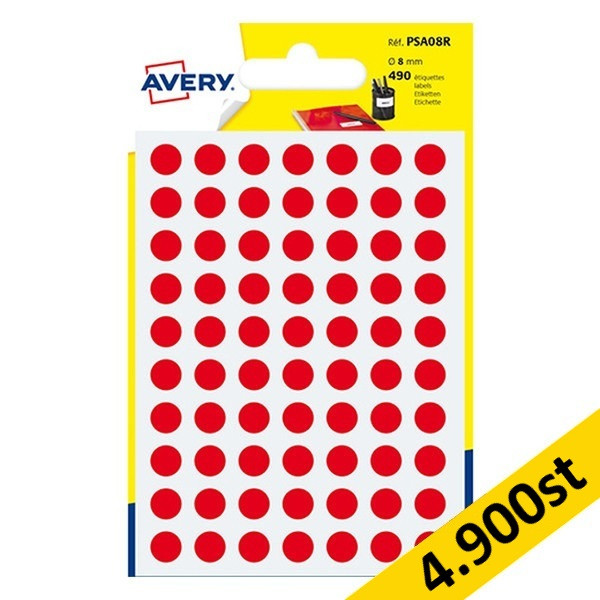 Markeringspunkter Ø8mm röd | Avery PSA08R | 4.900st 212918 - 1