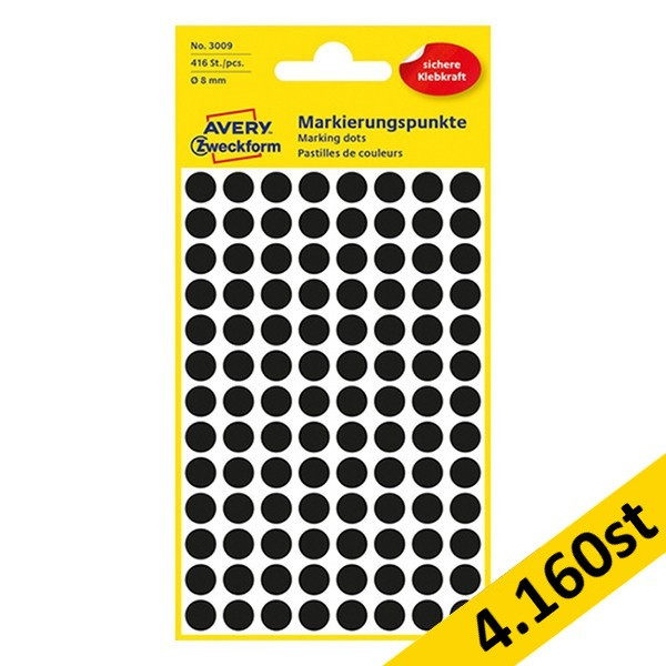 Markeringspunkter Ø8mm svart | Avery 3009 | 4.160st 212916 - 1
