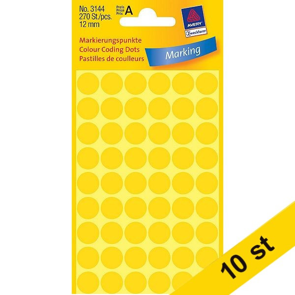 Avery Markeringspunkter 12mm Ø | gul | Avery 3144 | 270st x10  212936 - 1