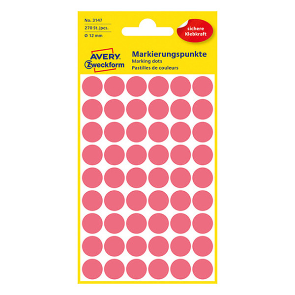 Avery Markeringspunkter 12mm Ø | ljusröd | Avery 3147 | 270st 3147 212352 - 1