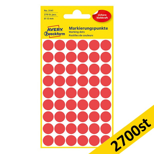 Markeringspunkter 12mm Ø röd | Avery 3141 | 2.700st 212933 - 1