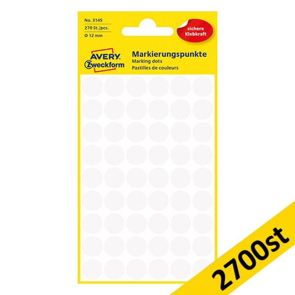 Markeringspunkter 12mm Ø vit | Avery 3145 | 2.700st 212935 - 1