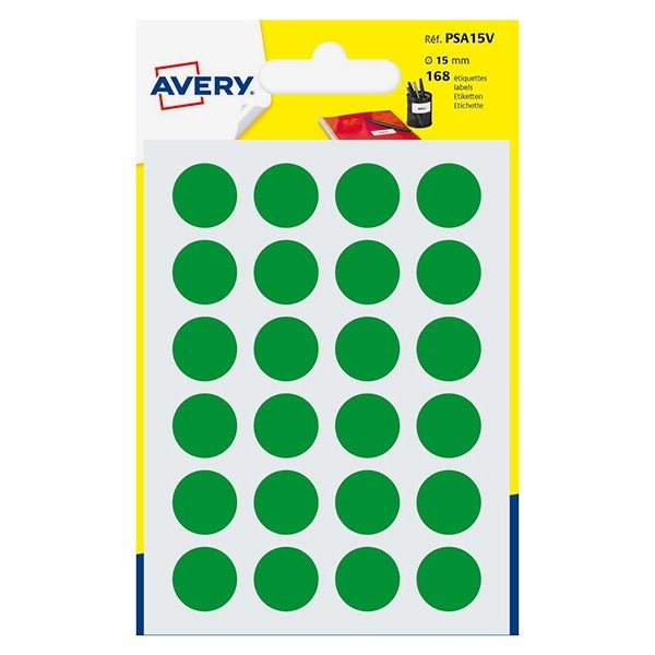 Avery Markeringspunkter 15mm Ø | grön | Avery PSA15V | 168st AV-PSA15V 212721 - 1