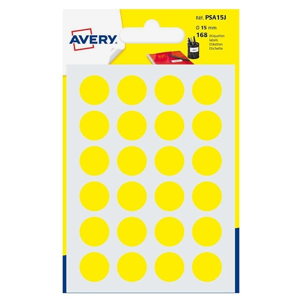 Avery Markeringspunkter 15mm Ø | gul | Avery PSA15J | 168st $$ AV-PSA15J 212719 - 1