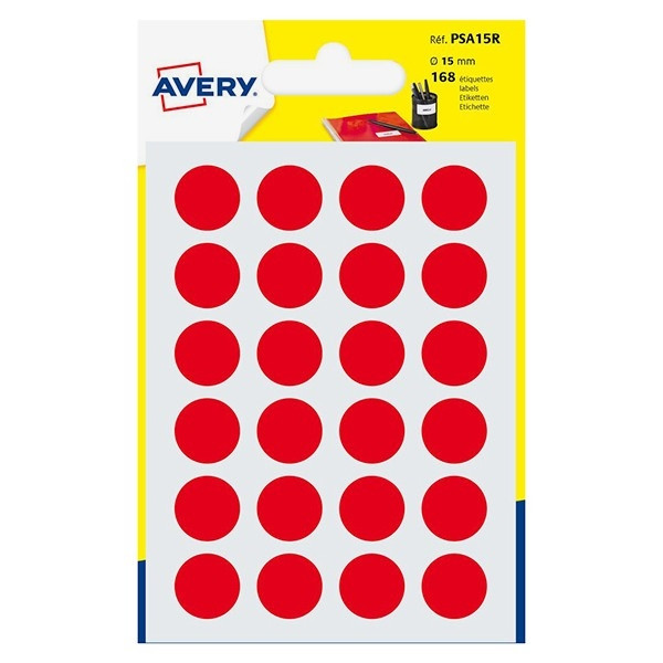 Avery Markeringspunkter 15mm Ø | röd | Avery PSA15R | 168st AV-PSA15R 212720 - 1