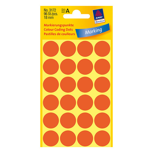 Avery Markeringspunkter 18mm Ø | ljusröd | Avery 3172 | 96st 3172 212382 - 1