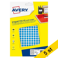 Avery Markeringspunkter 8mm Ø | blå | Avery PET08B | 2.940st  x5  212923