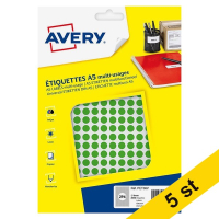Avery Markeringspunkter 8mm Ø | grön | Avery PET08V | 2.940st x5  212926