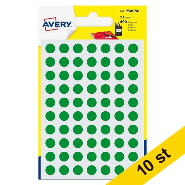 Avery Markeringspunkter 8mm Ø | grön | Avery PSA08V | 490st x10  212925 - 1
