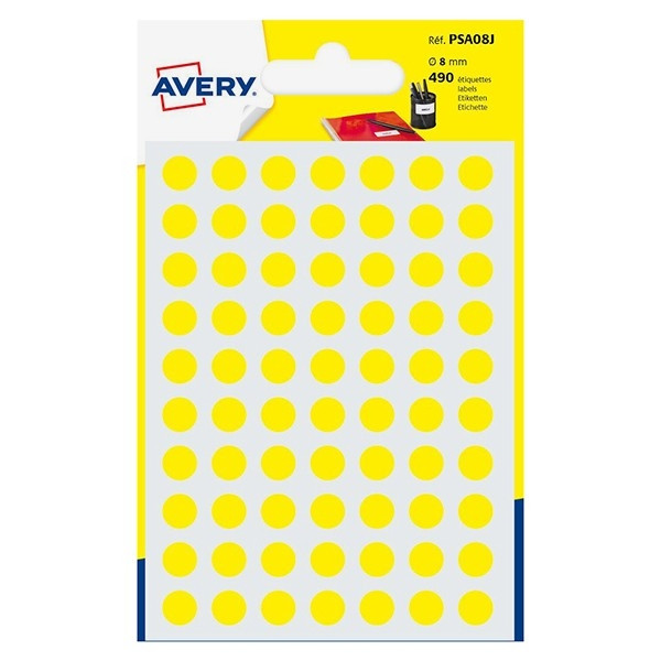 Avery Markeringspunkter 8mm Ø | gul | Avery PSA08J | 490st AV-PSA08J 212710 - 1