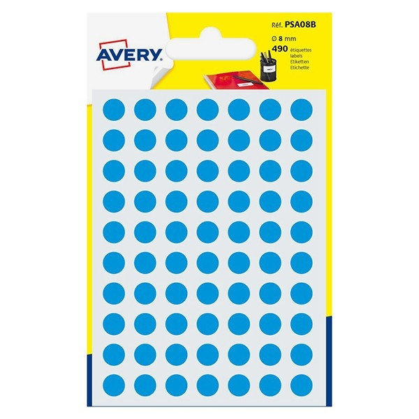 Avery Markeringspunkter 8mm Ø | ljusblå | Avery PSA08B | 490st AV-PSA08B 212709 - 1
