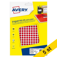 Avery Markeringspunkter 8mm Ø | röd | Avery PSA08R | 2.940st x5  212919