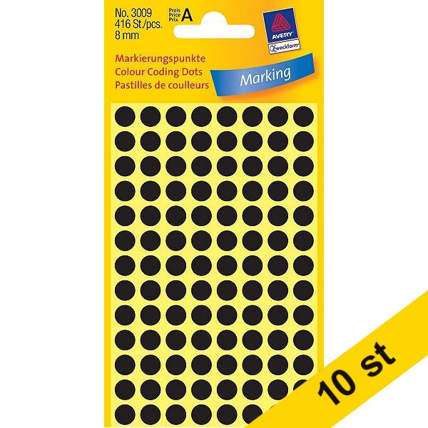 Avery Markeringspunkter 8mm Ø | svart | Avery 3009 | 416st x10  212916 - 1