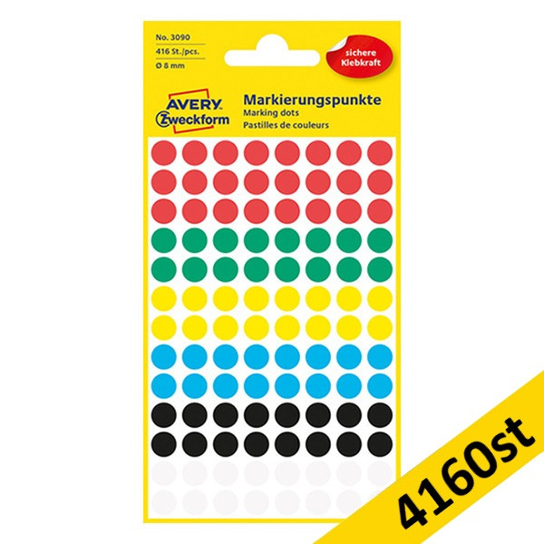 Markeringspunkter 8mm Ø blandade färger | Avery 3090 | 4.160st 212915 - 1
