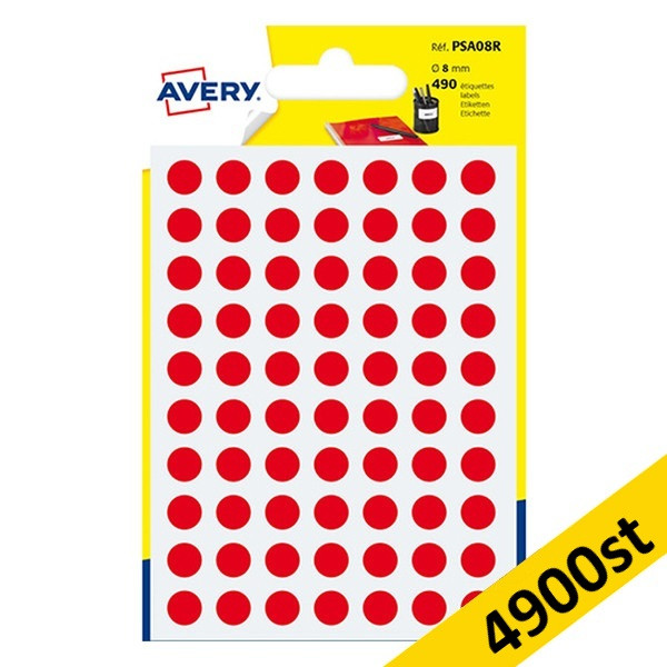 Markeringspunkter 8mm Ø röd | Avery PSA08R | 4.900st 212918 - 1