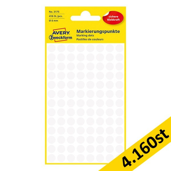 Markeringspunkter 8mm Ø vit | Avery 3175 | 4.160st 212931 - 1