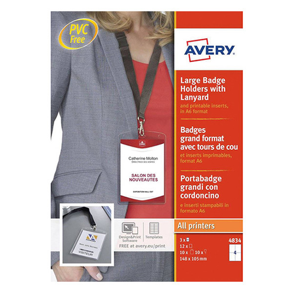 Namnskyltshållare med band | 105 x 148mm | Avery 4834 | 10st 212776 - 1